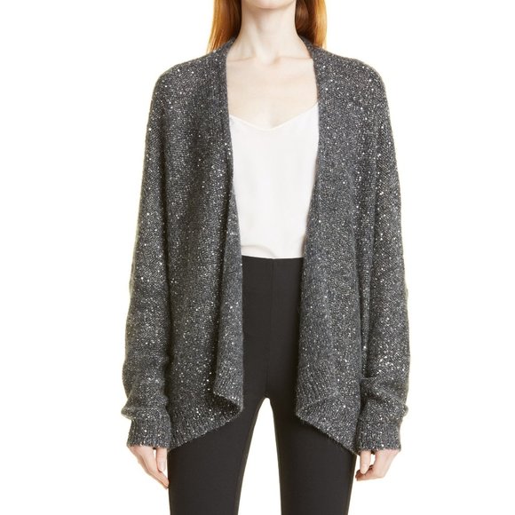 Nordstrom Signature Sequin Open Front Cashmere Blend Cardigan - Picture 1 of 3